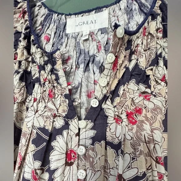 ❤️ THE GREAT FLOWY DAISY FLORAL COTTON MIDI DRESS BALLOON SLEEVES PEASANT BOHO - Picture 9 of 10